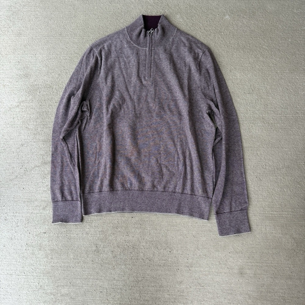 Bonobos Slim Fit Merino Wool 1/4 Zip Sweater Purple‎ Heather Knit Size L